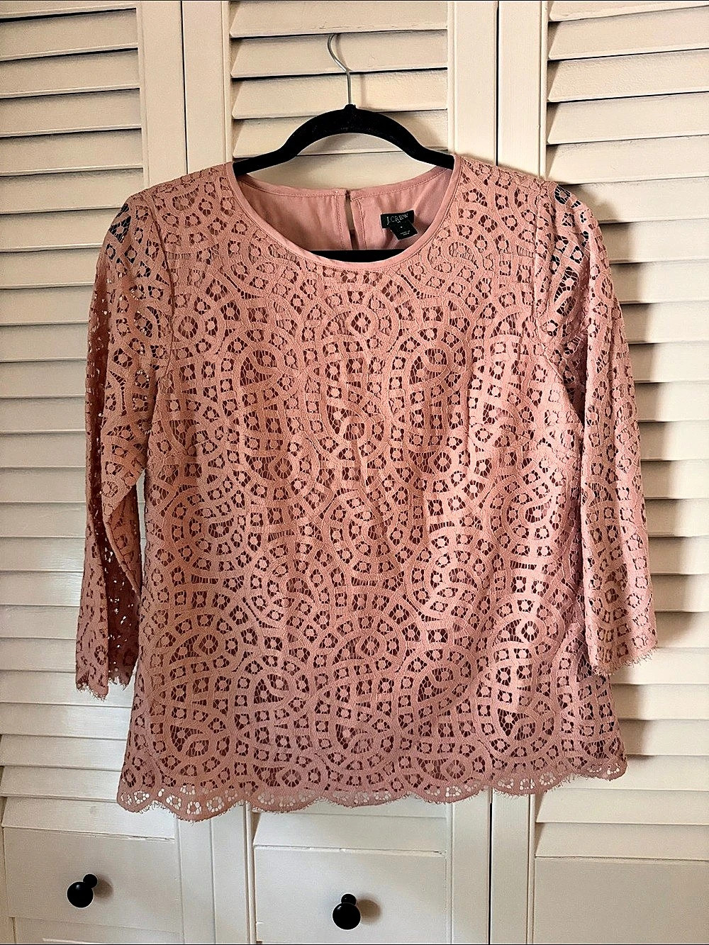 J.Crew Pink Paisley Lace 3/4 Sleeve Blouse Size 8